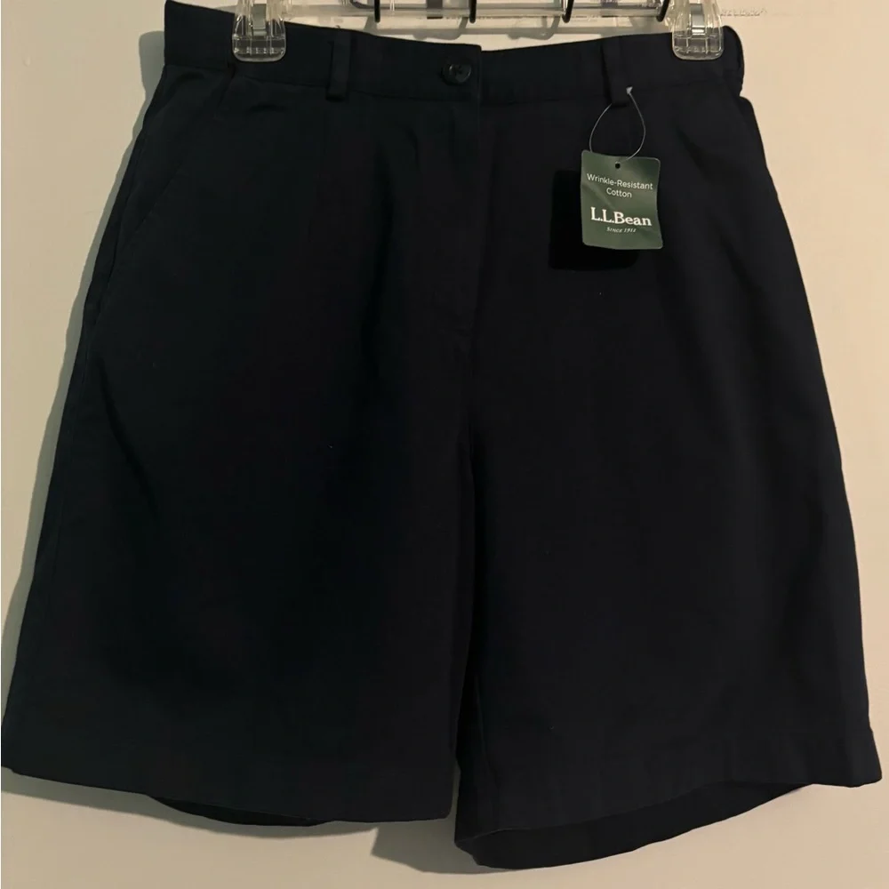 NWT L. L. Bean Womens Sz 6 Original Fit Shorts Navy Twill Elastic Extender Waist